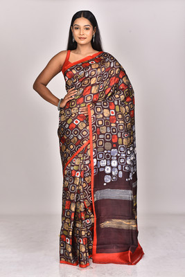 Ramshyam Collection Blocked Printed Daily Wear Pure Silk Saree(Multicolor)