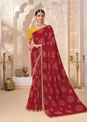 Laxmipati sarees Printed Bollywood Georgette Saree(Red)
