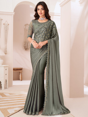 Tasrika Embellished Bollywood Georgette Saree(Light Green)