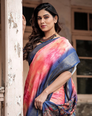 maharani couture Digital Print Daily Wear Silk Blend Saree(Pink)