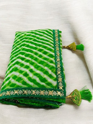 BEETEXdesigner Solid/Plain Daily Wear Georgette Saree(Green)