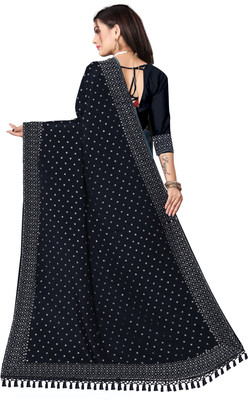 vishnu laxmi creation Self Design Chanderi Art Silk Saree(Black)