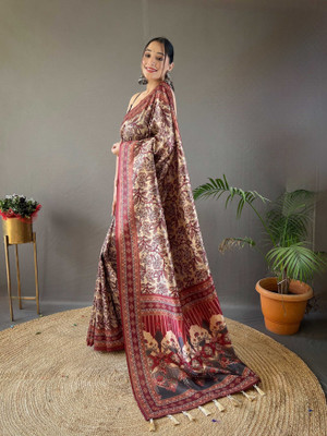 Tasrika Digital Print Bollywood Silk Blend Saree(Beige)