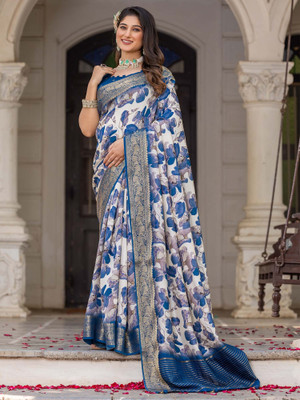 ANOUK Printed Chinnalapattu Viscose Rayon Saree(Cream)