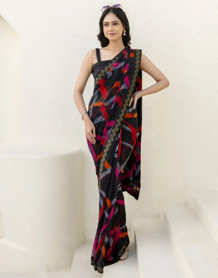 maayro Printed Bollywood Georgette Saree(Black)