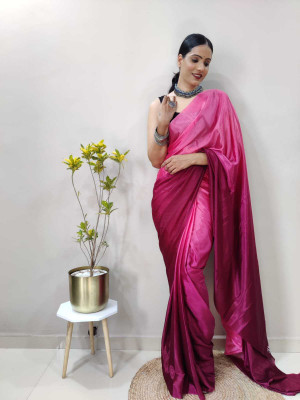 Riddhi textile Hub Dyed Bollywood Chiffon Saree(Purple)