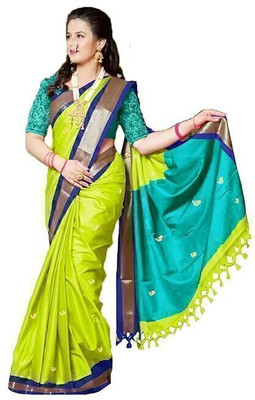 Shruti Bandhani Woven Kanjivaram Cotton Silk Saree(Green)