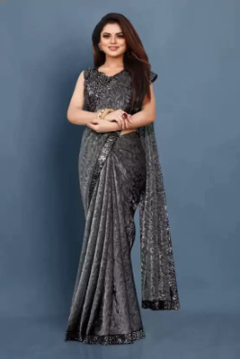 EPRIMPEX Embellished Bollywood Lycra Blend Saree(Grey)