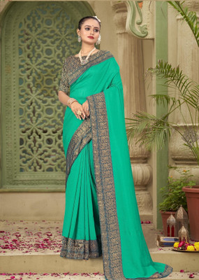 Dori Self Design Bollywood Silk Blend Saree(Light Green)