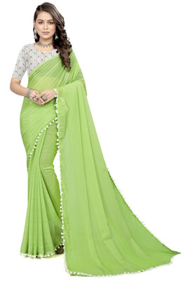 Swastik Creation Self Design Daily Wear Georgette Saree(Light Green)