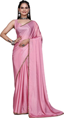 PRTRENDZ Woven Kanjivaram Jimmy choo, Chiffon Saree(Pink)