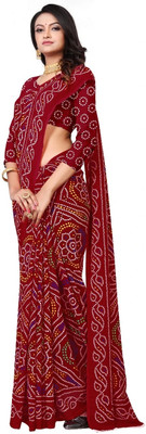 Kanooda Prints Printed Daily Wear Georgette Saree(Maroon)
