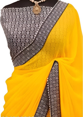 DHARMEE Embellished Bollywood Georgette Saree(Purple)