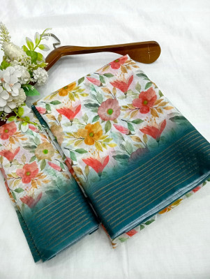 HouseOfCommon Printed Kanjivaram Chanderi, Pure Silk Saree(Multicolor)