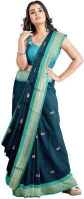 Dnyanada Self Design Paithani Cotton Silk Saree(Light Blue, Blue)