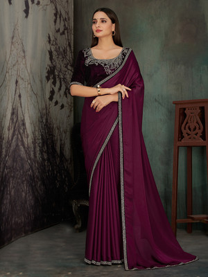 Tasrika Embellished Bollywood Chiffon Saree(Magenta)
