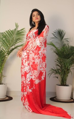 Sanjana Silks Printed Daily Wear Georgette Saree(Red)