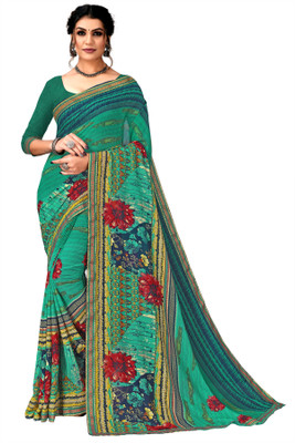 Kanooda Prints Printed Bollywood Georgette Saree(Multicolor)