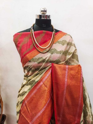 Saaransh Woven Kanjivaram Pure Silk, Organza Saree(Green)