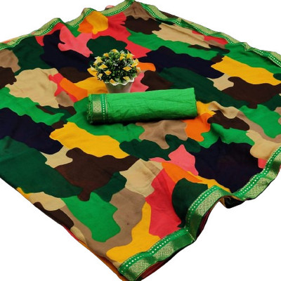 Kanooda Prints Digital Print Daily Wear Georgette Saree(Multicolor)