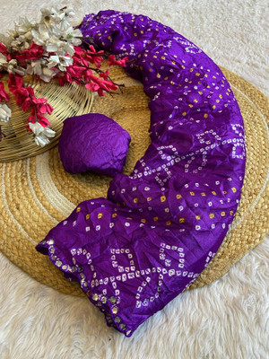 VD PRINTS Printed Bandhani Silk Blend Saree(Cream)
