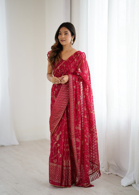 velisya Self Design, Woven Bollywood Georgette Saree(Maroon)