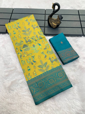 GATISHVAM TEXTILE Woven, Self Design Banarasi Art Silk Saree(Light Green)