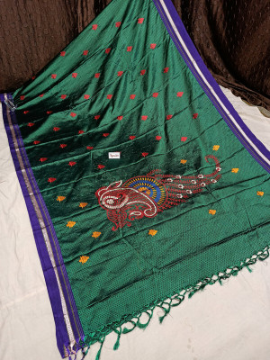 Spewim Woven Ilkal Cotton Blend Saree(Green)