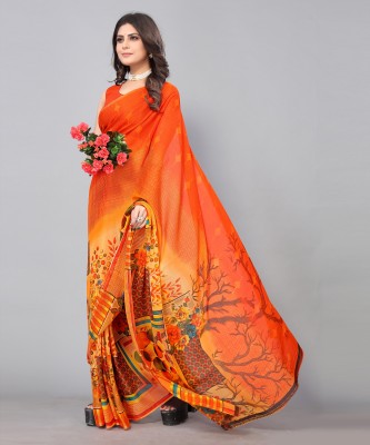 YASHIKA Printed Daily Wear Georgette Saree(Orange)