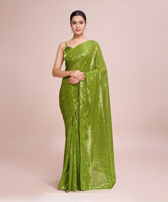 Divastri Embellished Bollywood Georgette Saree(Light Green)