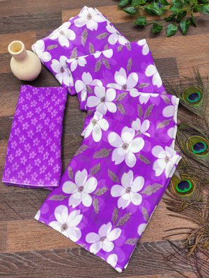 Anand Sarees Floral Print Daily Wear Georgette Saree(Purple)
