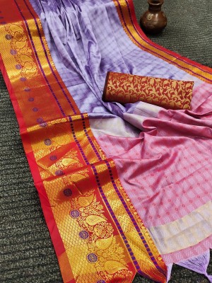 RASVRITI Woven Banarasi Art Silk, Cotton Silk Saree(Purple)