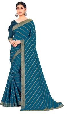 DIPEXA Printed Bollywood Silk Blend Saree(Dark Blue)