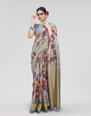 Nirvaan Printed Bollywood Art Silk Saree(Grey)
