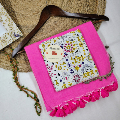 aangmi Self Design Handloom Khadi Saree(Pink)