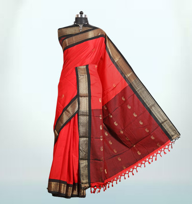 AS CREATION Self Design Kanjivaram Silk Blend Saree(Multicolor)