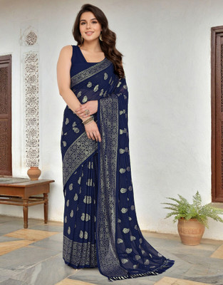all about you Printed, Embellished Bollywood Georgette Saree(Blue)