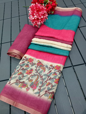 AARAANA Printed Kanjivaram Linen Saree(Multicolor)