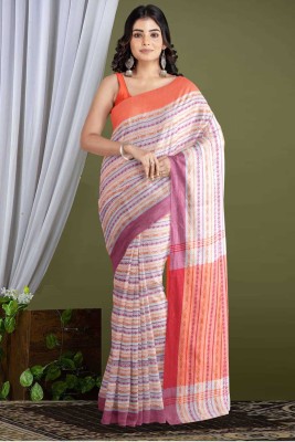 shoppkarts Printed Handloom Cotton Blend Saree(Multicolor)