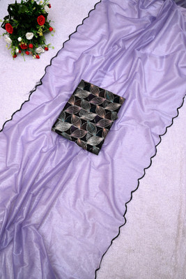 A To Z Cart Solid/Plain Bollywood Organza Saree(Purple)
