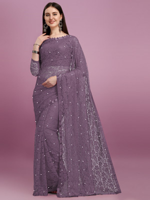 Croza Self Design Bollywood Net Saree(Multicolor)