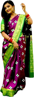 Satin Printed, Self Design Bollywood Satin Saree(Purple)