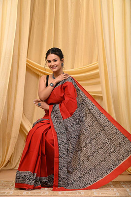 CRAFTWELL Self Design Handloom Pure Cotton Saree(Multicolor)