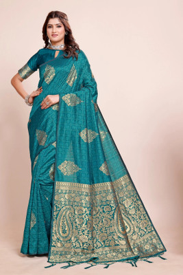 DHAYNAAND REEWA FASHION Woven Kanjivaram Georgette Saree(Light Green)