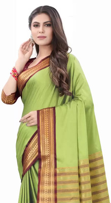 SHIV FASHION Woven Handloom Silk Blend, Cotton Blend Saree(Multicolor)