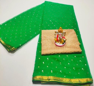 JiproStore Printed Bollywood Chiffon Saree(Light Green)