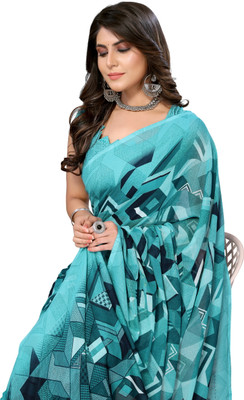 Priyashi Printed Daily Wear Georgette Saree(Blue)
