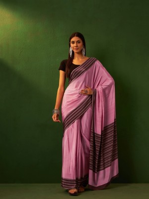 Dori Printed Daily Wear Crepe, Silk Blend Saree(Pink)