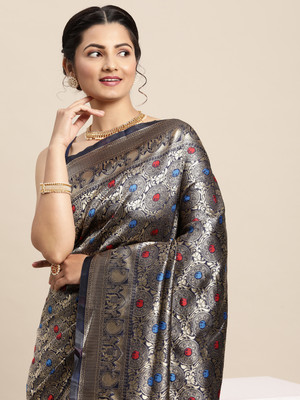 Divastri Woven Banarasi Georgette Saree(Silver)