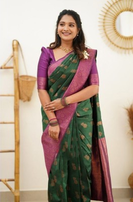 Fashmode Creation Woven Kanjivaram Art Silk, Jacquard Saree(Multicolor)